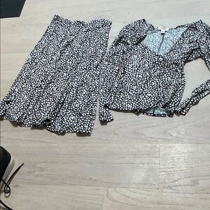 Talbots Black and White Skirt Set